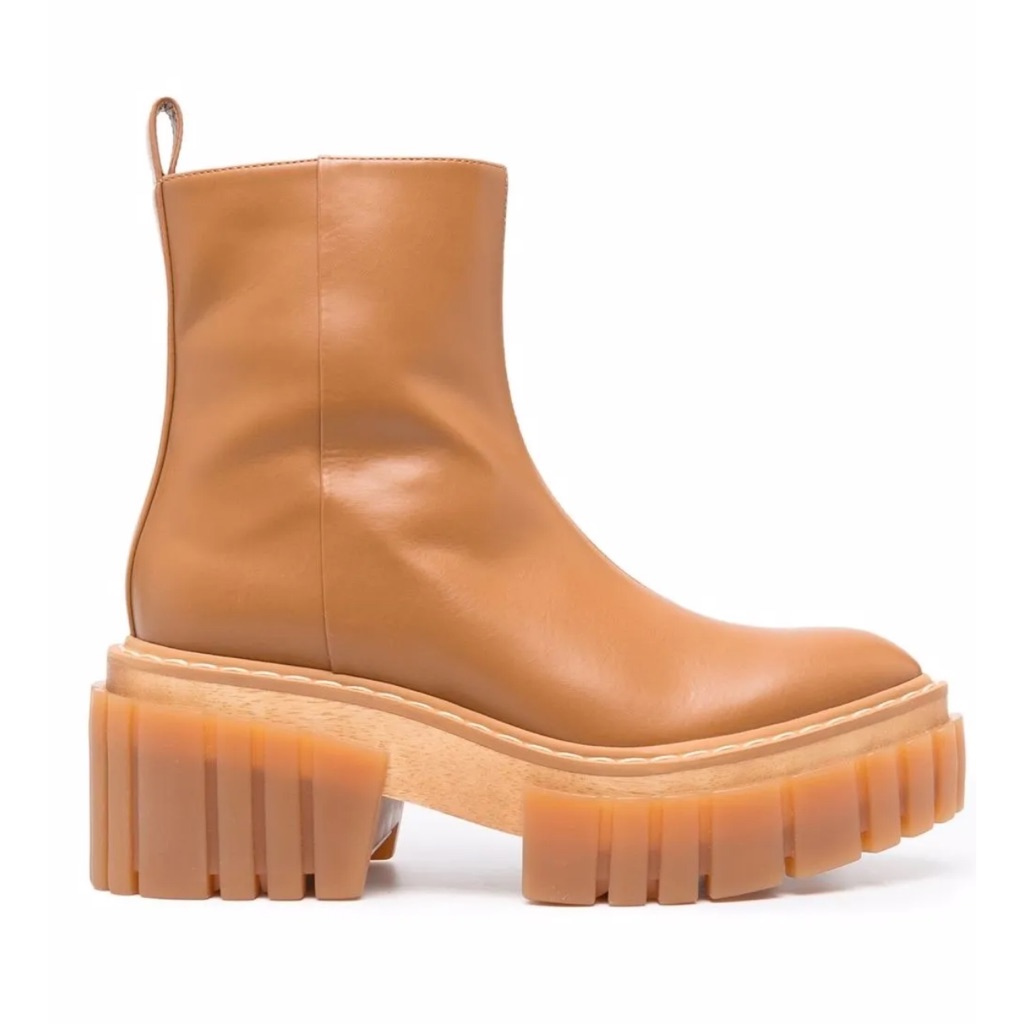 Stella Mccartney Camel Ankle Boots With Platform Sole